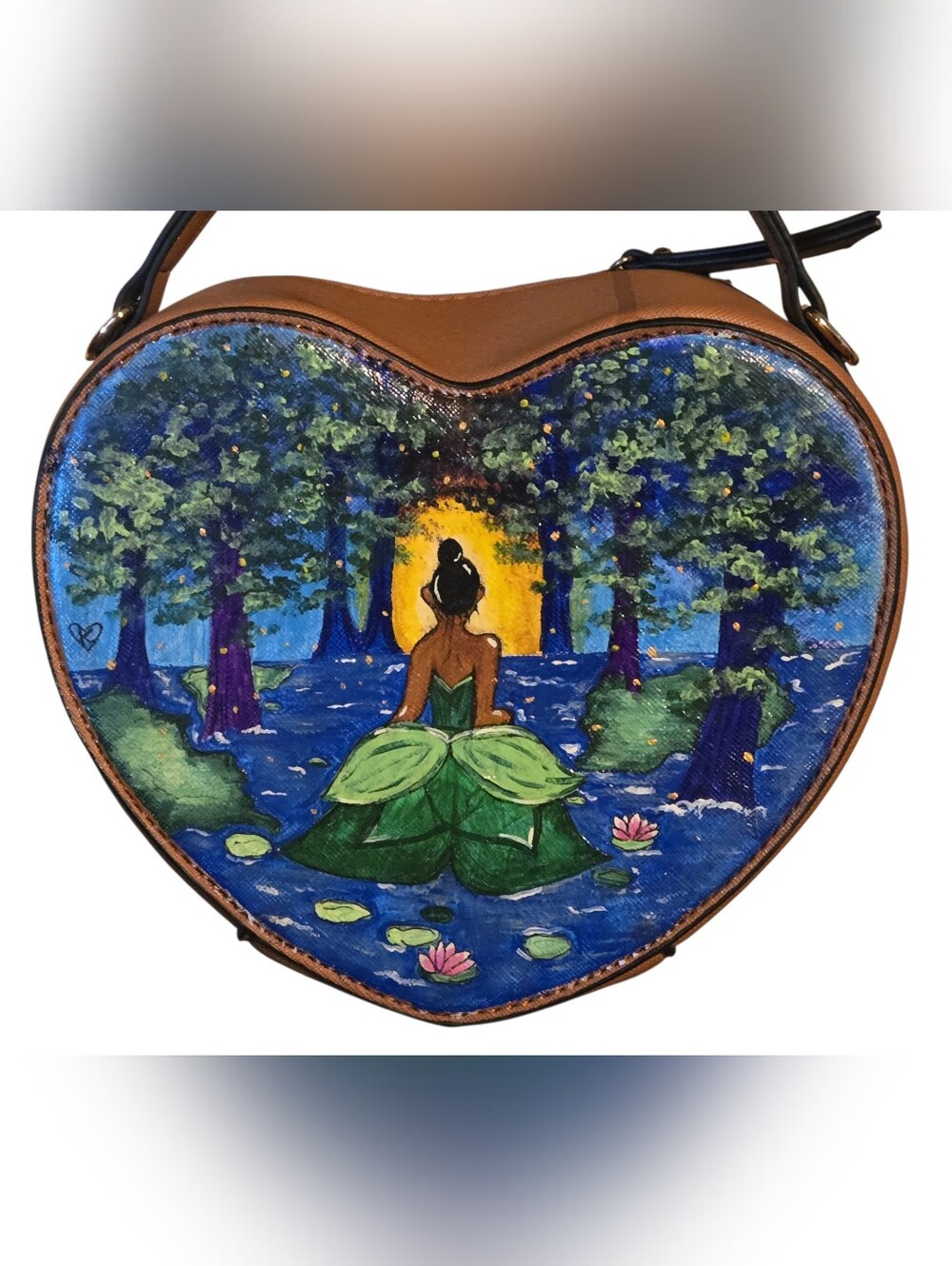 OOAK Hand-Painted Princess and the Frog Heart Purse – Tiana & Dr. Facilier